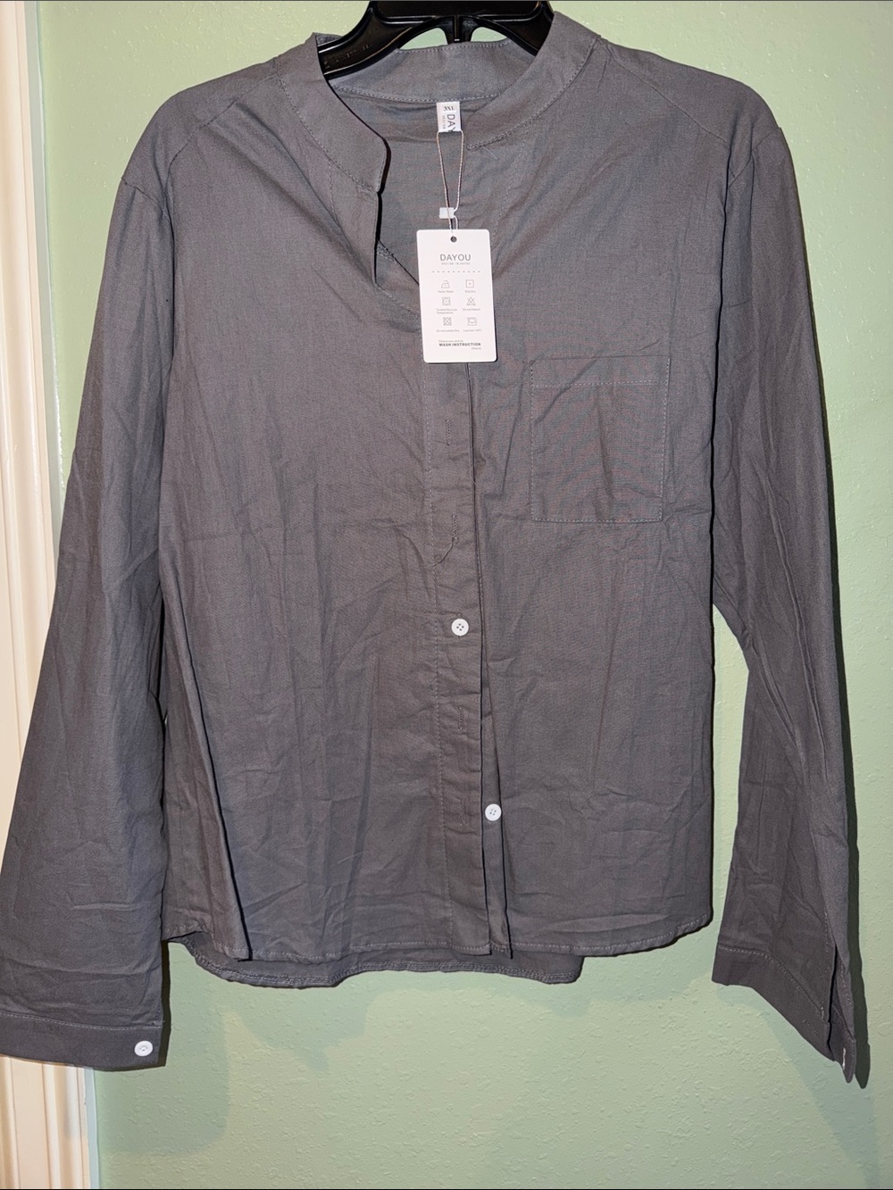 5/$25 💗 Charcoal Gray by Dayou, Button-Up Shirt NWT
